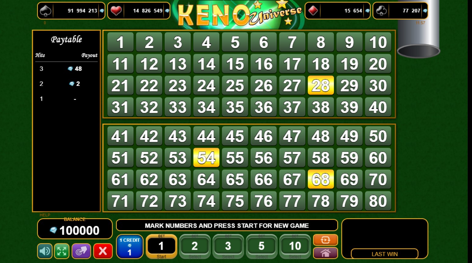 Keno Universe slot